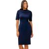 Adrianna Papell Womens Roll Neck Sheath with V Back(Navy Sateen)
