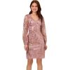 Adrianna Papell Womens Sequin Surplice Midi Dress(Dusty Rose)