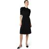Adrianna Papell Women’s Solid Knit Ruffle Neck Pleated Sleeve Midi Dress(Black)