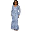 Adrianna Papell Womens Stretch Sequin Mermaid Gown(Electric Ice)