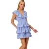 Adrianna Papell Womens Tiered Short Dress(Chambray Blue)