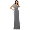 Adrianna Papell Womens Velvet Mermaid Gown(Silver)