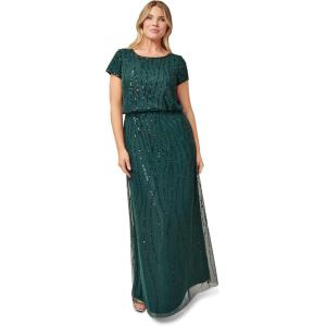 Adrianna Papell Women’s Beaded Blouson Dress(Dusty Emerald)