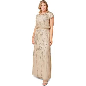 Adrianna Papell Women’s Beaded Blouson Dress(Nude)