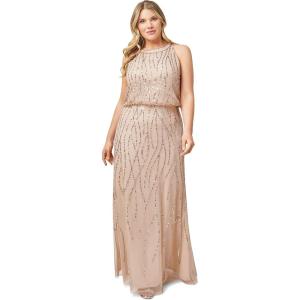 Adrianna Papell Women’s Beaded Halter Gown(Nude)
