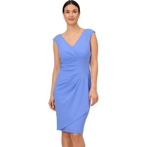 Adrianna Papell Women’s Crepe Draped Overlay Dress(Precious Peri)