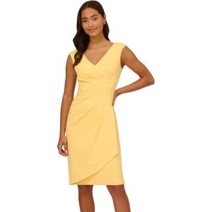 Adrianna Papell Women’s Crepe Draped Overlay Dress(Warm Sun)