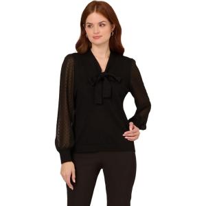 Adrianna Papell Women’s Low Bow Tie Front Sweater(Black)