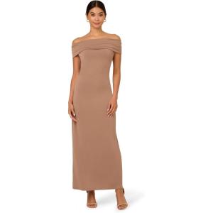Adrianna Papell Womens Off Shoulder Long Dress(Taupe)