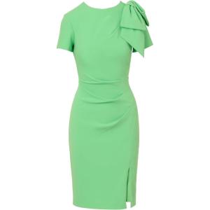 Adrianna Papell Womens Pleated Bow Midi Dress(Wild Apple)