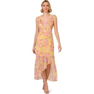 Adrianna Papell Womens Printed Midi Dress(Yellow Multi)
