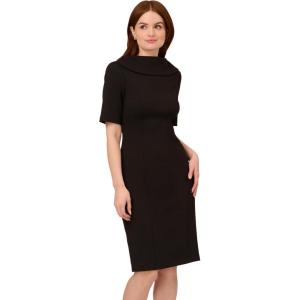 Adrianna Papell Womens Roll Neck Sheath with V Back(Black)