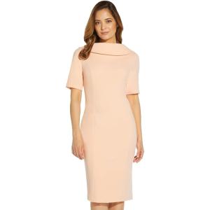 Adrianna Papell Womens Roll Neck Sheath with V Back(Blush)