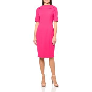 Adrianna Papell Womens Roll Neck Sheath with V Back(Geranium)