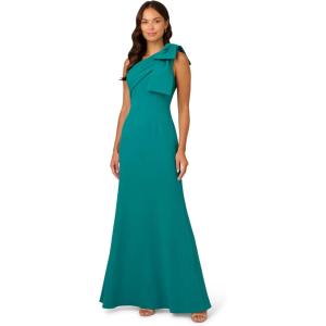 Adrianna Papell Womens Stretch Crepe Long Dress(Tempo Teal)