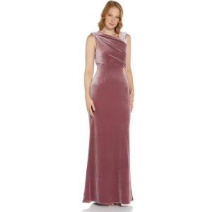 Adrianna Papell Womens Velvet Mermaid Gown(Antique Rose)