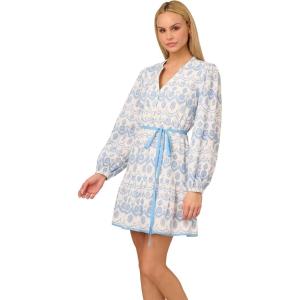 Adrianna Papell womens Flounce Hem Short Dress(Light Blue/Ivory)