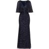 Adrianna Papell Womens Bead Mesh Cape Long Dress(Light Navy)