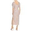 Adrianna Papell Womens Beaded Ankle Length Dress(Almond Cream)