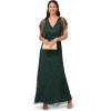 Adrianna Papell Women’s Beaded Blouson Long Dress, Dusty Emerald
