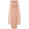 Adrianna Papell Women’s Beaded Cape Long Dress(Rose Gold)