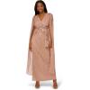 Adrianna Papell Women’s Beaded Cape Long Dress(Rose Gold)