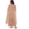 Adrianna Papell Women’s Beaded Cape Long Dress(Rose Gold)