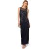 Adrianna Papell Womens Beaded Column Long Dress(Midnight)