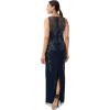 Adrianna Papell Womens Beaded Column Long Dress(Midnight)