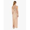 Adrianna Papell Womens Beaded Column Long Dress(Rose Gold)