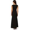 Adrianna Papell Women’s Beaded Crepe Long Dress, Black