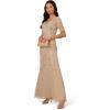 Adrianna Papell Womens Beaded Mesh Long Dress(Biscotti)