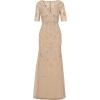 Adrianna Papell Womens Beaded Mesh Long Dress(Biscotti)