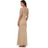 Adrianna Papell Womens Beaded Mesh Long Dress(Biscotti)
