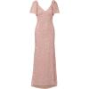 Adrianna Papell Womens Beaded Mesh Long Dress(Cameo)