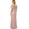 Adrianna Papell Womens Beaded Mesh Long Dress(Cameo)