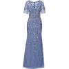 Adrianna Papell Womens Beaded Mesh Long Dress(French Blue)