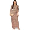 Adrianna Papell Womens Beaded Mesh Long Dress(Stone)