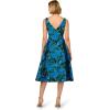 Adrianna Papell Women’s Boat Neck Jacquard Midi Dress(Blue/Green)