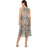 Adrianna Papell Womens Embroidered Fit and Flare(Blue Multi)