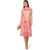 Adrianna Papell Womens Embroidered Fit and Flare(Pink Multi)