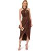 Adrianna Papell Womens Halter Crinkle Metallic Dress(Copper)