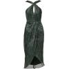 Adrianna Papell Womens Halter Crinkle Metallic Dress(Green Pine)