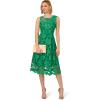 Adrianna Papell Womens Lace Boat Neck Midi Dress(Green)