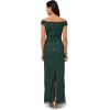 Adrianna Papell Women’s Off Shoulder Beaded Gown(Dusty Emerald)
