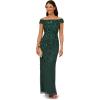 Adrianna Papell Women’s Off Shoulder Beaded Gown(Dusty Emerald)
