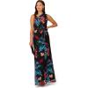 Adrianna Papell Women’s One Shoulder Gown(Black Multi)