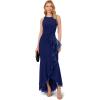 Adrianna Papell Women’s Ruffle Crepe Halter Gown(Navy Sateen)