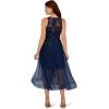 Adrianna Papell Women’s Sequin Combo High-Low Dress(Navy/Black)