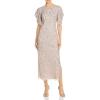 Adrianna Papell Womens Beaded Ankle Length Dress(Almond Cream)